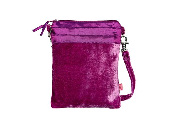 Pink Small Velvet Cross Body Bag / Purse