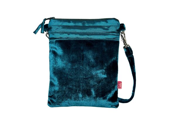 Dark Turquoise Small Velvet Cross Body Bag / Purse