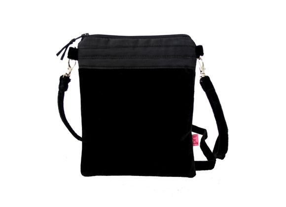 Black Small Velvet Cross Body Bag / Purse