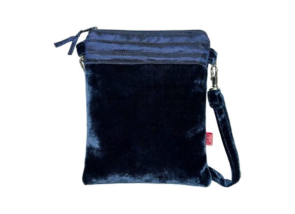 Navy Small Velvet Cross Body Bag / Purse