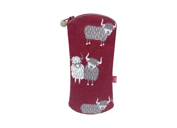 Glasses Pouch - Highland Cow - Dark Red