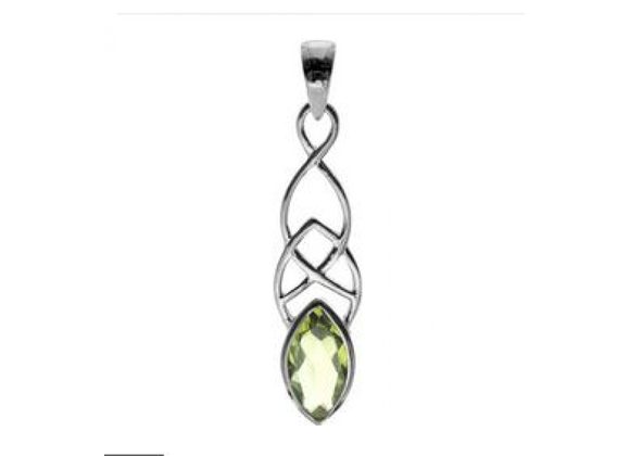 925 Silver & Peridot Celtic design Pendant and Chain
