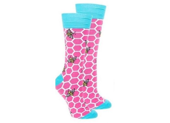 Honeycomb Bees Socks by Sock Society - PINK