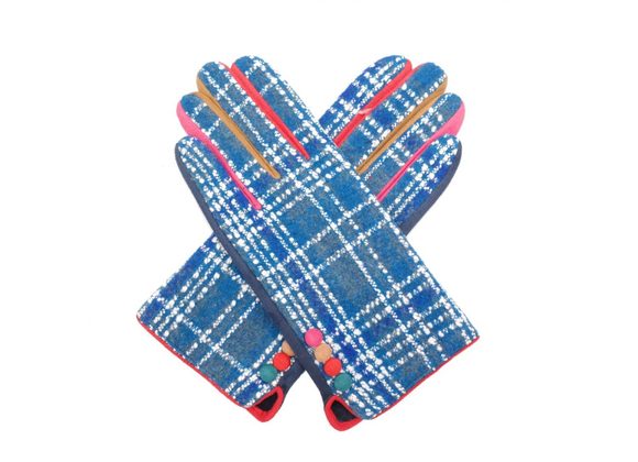 Blue colour tartan Gloves