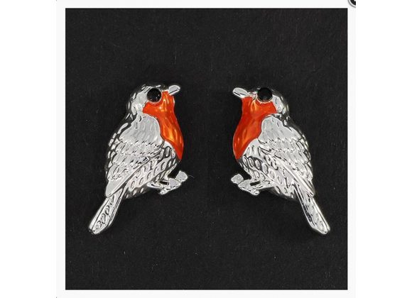 Robin Small Silver Plated Stud Earrings by Equilibrium