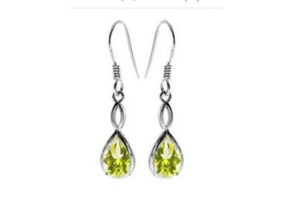 925 Silver Teardrop Peridot drop earrings