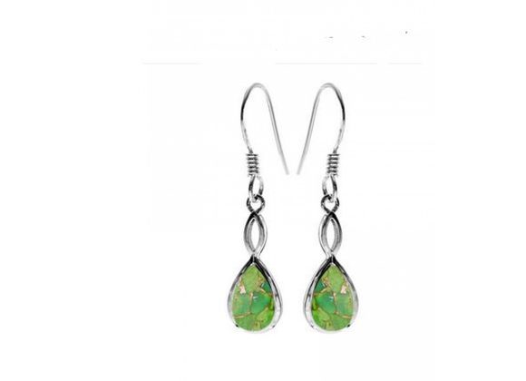 925 Silver Teardrop green Mohave Turquoise drop earrings