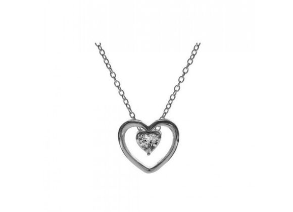 Small 925 Silver & CZ Heart Pendant and chain
