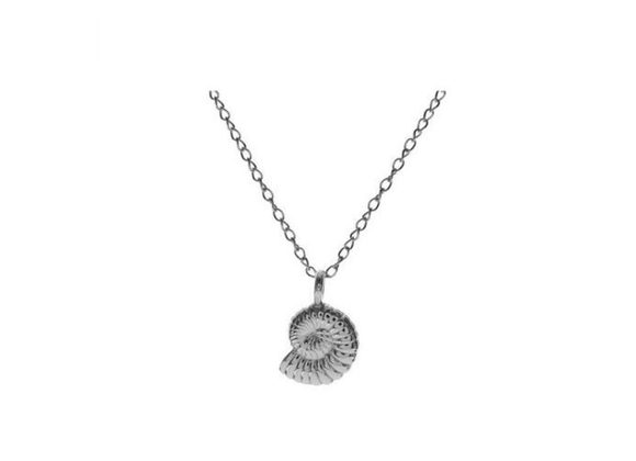 Small 925 Silver textured ammonite Pendant and chain