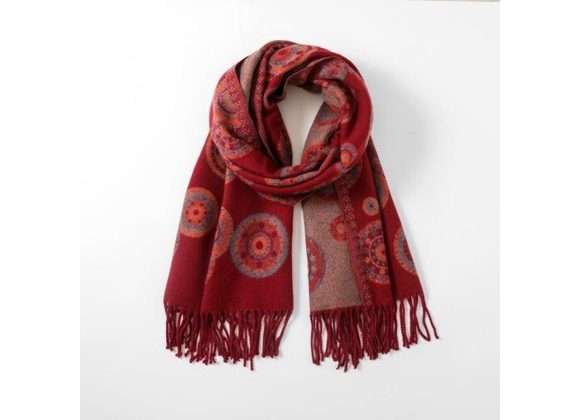 Reversible Circles cashmere blend Scarf – Red