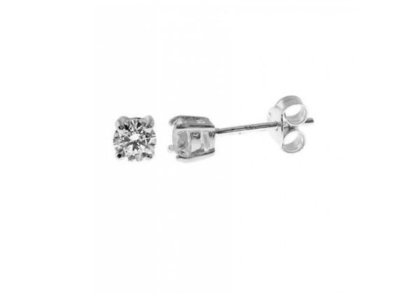 925 Silver 4mm round claw set CZ Stud Earrings