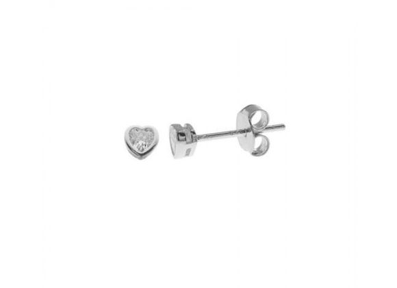 925 Silver tiny Heart CZ Stud Earrings