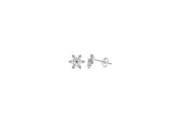 925 Silver & CZ set Snowflake design Stud Earrings