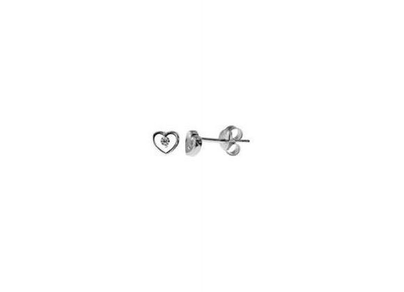 Small and Cute 925 Silver & CZ set Heart Stud Earrings