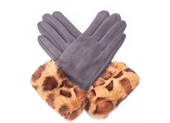 Grey / Faux fur Gloves