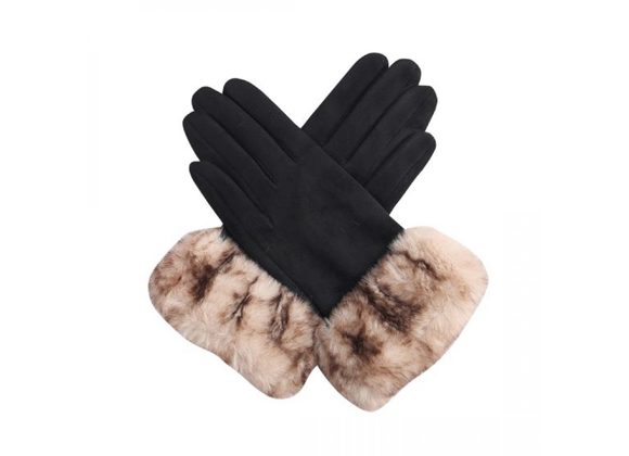 Black / Faux fur Gloves