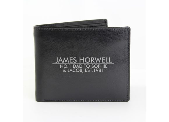 Personalised Classic Black Leather Wallet