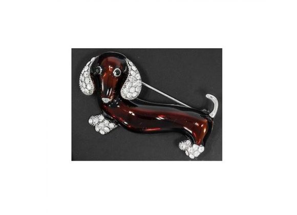 Dachshund Brooch by Equilibrium - Red
