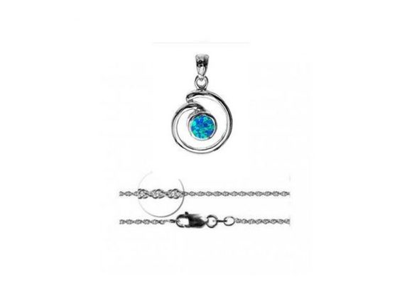 925 Silver Circular blue opalique Pendant