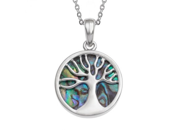 Tree Of Life (Small) inlaid paua shell Pendant by Tide Jewellery