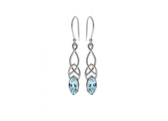 925 Silver & Blue Topaz Celtic design Drop Earrings