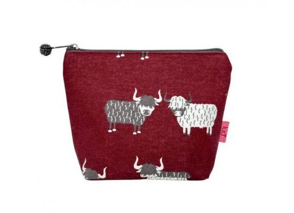 Highland Cow Red Cosmetic Bag