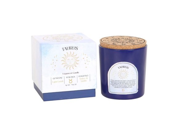  Taurus Zodiac Amber & Vanilla Gemstone Candle