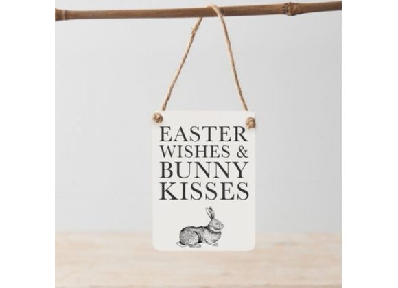 Bunny Kisses - Mini Metal hanging Sign