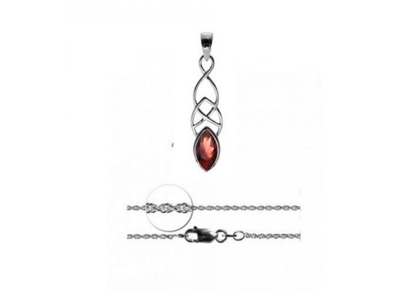 925 Silver & Garnet Celtic design Pendant and Chain