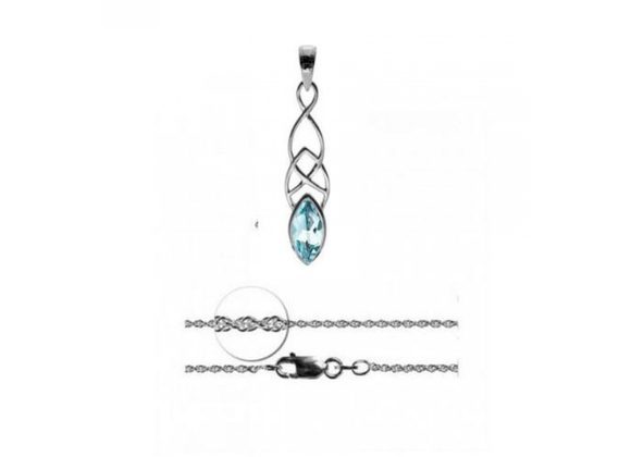 925 Silver & Blue Topaz Celtic design Pendant and Chain
