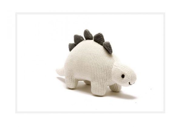 Stegosaurus White Organic Cotton Rattle