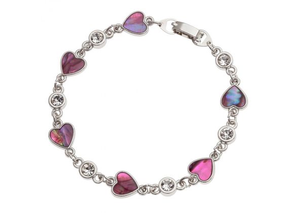 Heart pink inlaid Paua shell Bracelet by Tide Jewellery