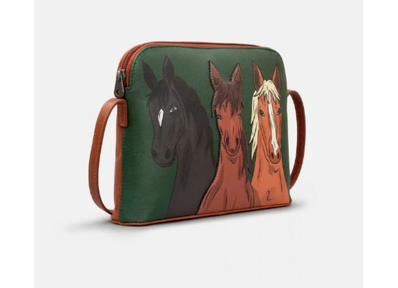 Herd of Horses Leather Cross Body Bag by YOSHI