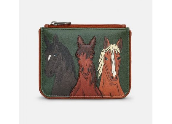 Horses Leather Zip Top  Purse By YOSHI