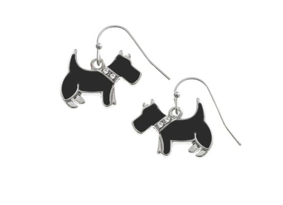 Black Scottie Dog Earrings by Wish Jewellery