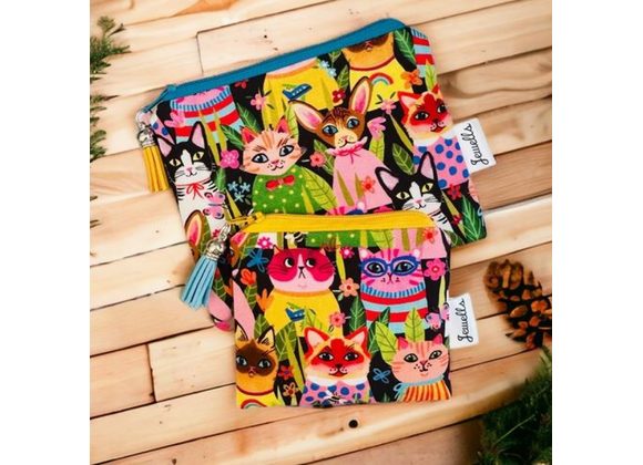 Colourful Cats fabric Coin Purse / Pouch 