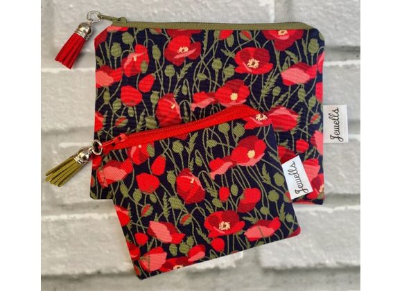 Poppies fabric Coin Purse / Pouch 