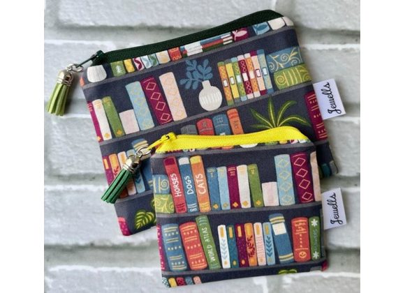 Books fabric Coin Purse / Pouch (NAVY) 