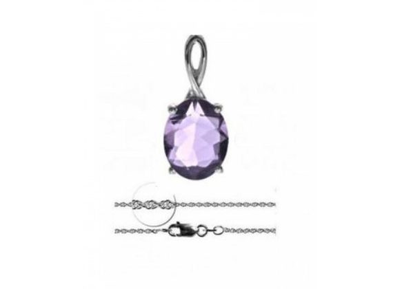 925 Silver & faceted oval Amethyst Pendant 