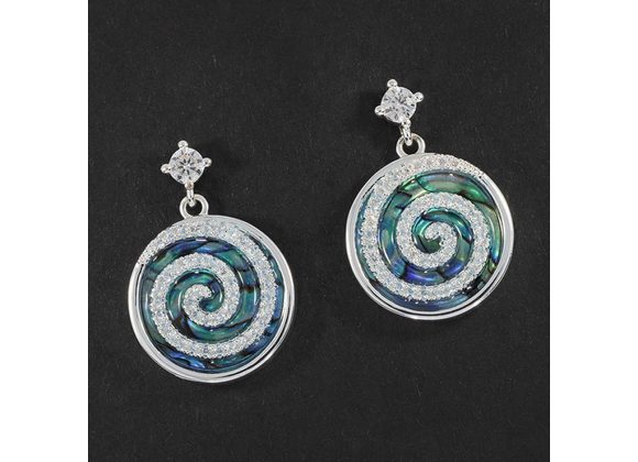 Paua Shell Swirl Silver Plated Earrings by Equilibrium