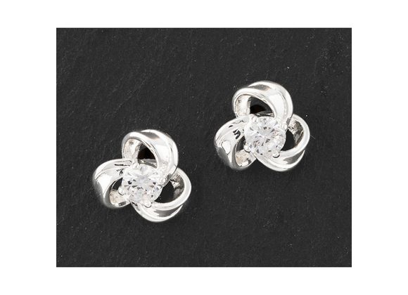 Knot design Silver Plated & CZ Stud Earrings
