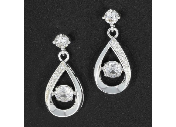  Silver Plated & CZ Teardrop Earrings by Equilibrium