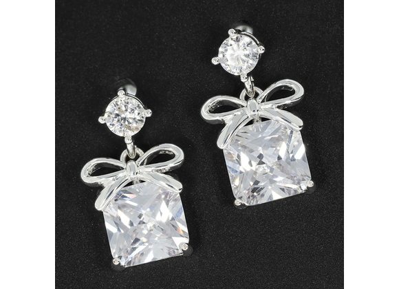 Silver Plated & Cubic Zirconia Drop Earrings by Equilibrium