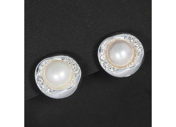  Silver Plated & Faux Pearl CLIP -ON Earrings by Equilibrium