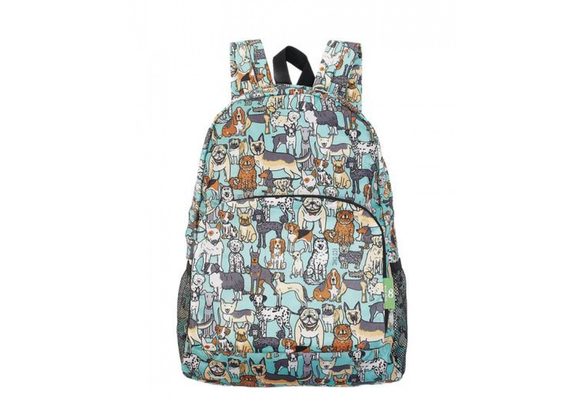 Teal Dogs Lightweight Foldable  Backpack by Eco Chic