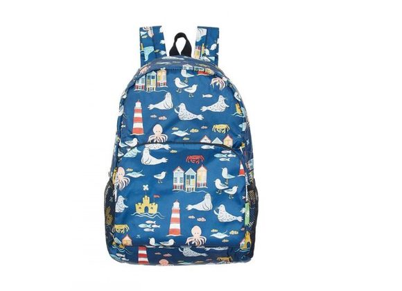 Navy Seaside Lightweight Foldable Backpack by Eco Chic