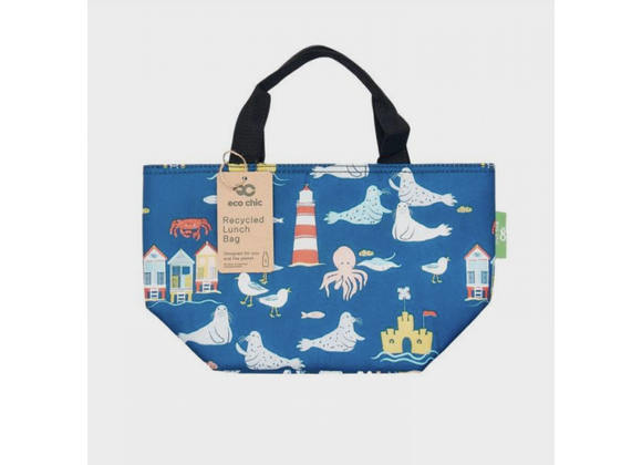 Navy Seaside Insulated Lunch Bag by Eco Chic