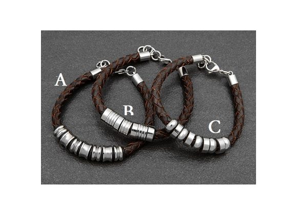 Brown Leather Bracelet by Eqilibrium For Men 
