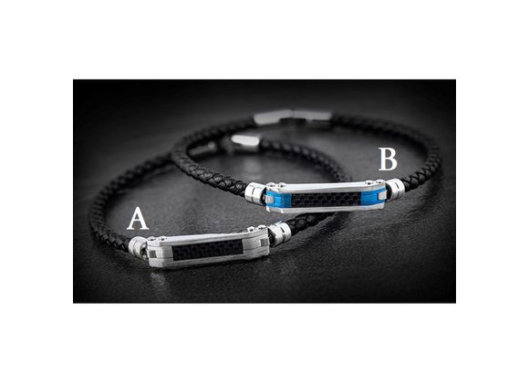 Mens Stylish Modern black Leather Bracelet by Equilibrium