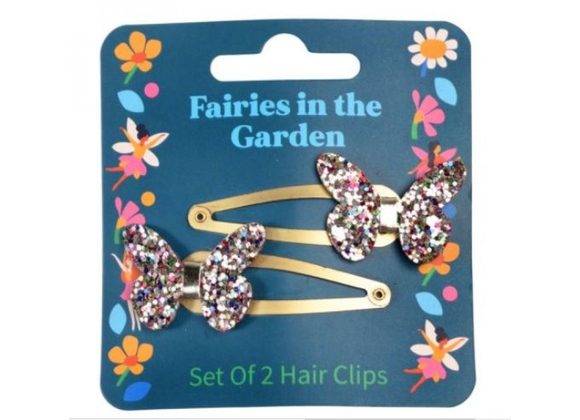 Glitter Butterfly Hair Clips Set of 2 - Fairies in the Garden